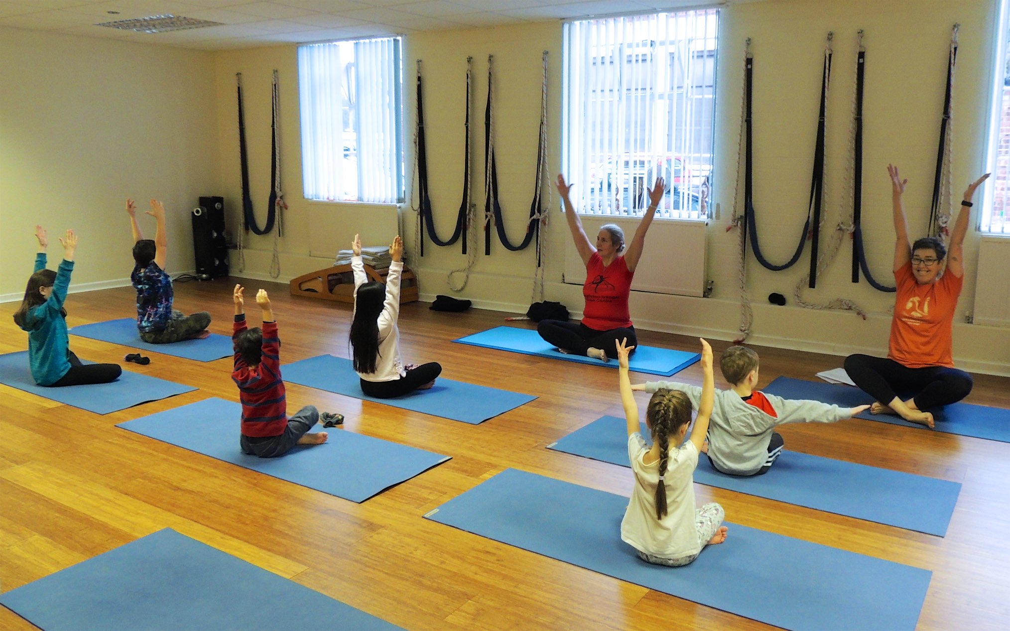 uing chairs as props Iyengar yoga demonstration